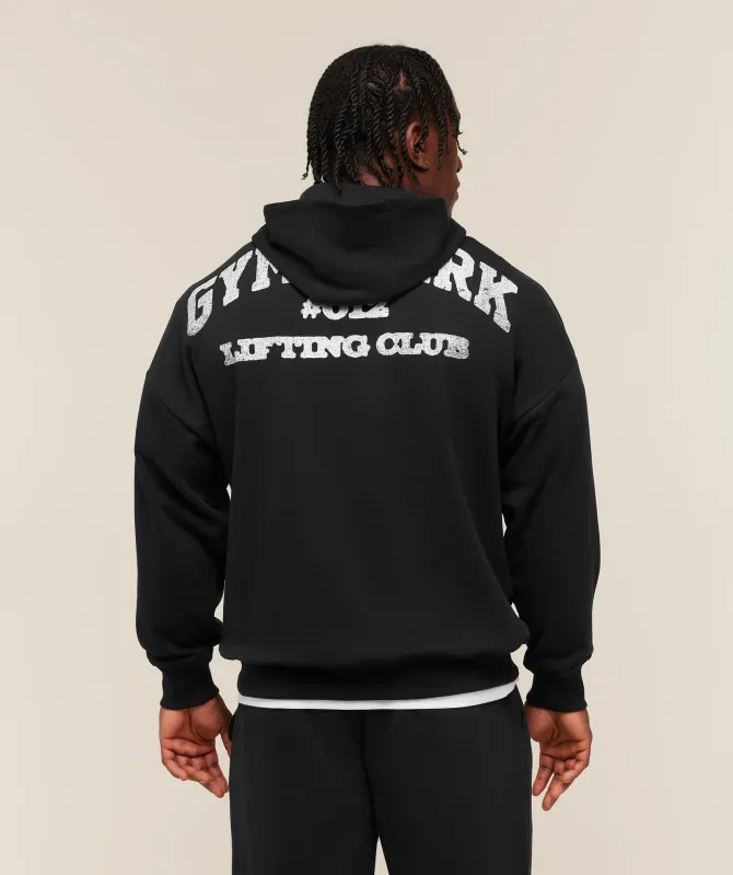 Gymshark Faded Collegiate Graphic Hoodie - Black made by Gymshark