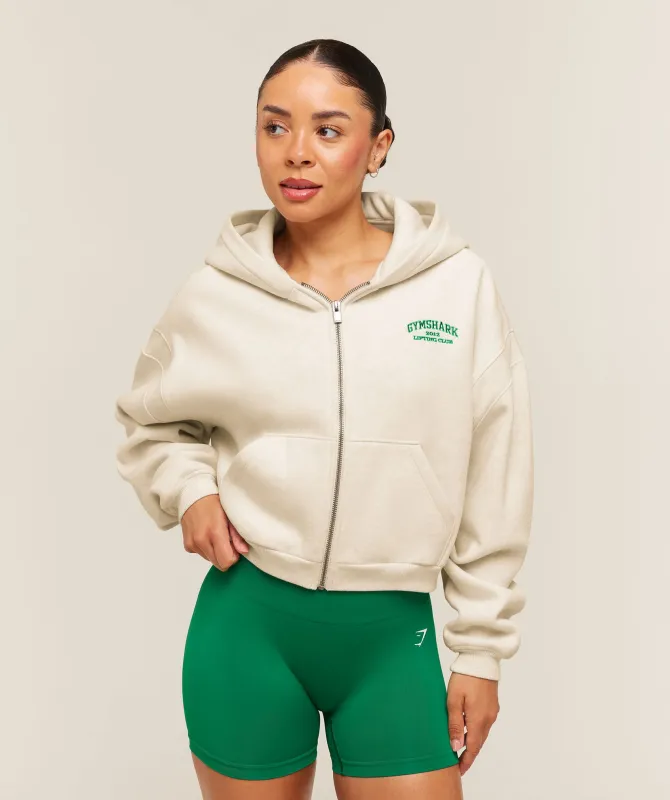 Gymshark Cosy Luxe Campus Full Zip Hoodie - Bros Chalk Marl made by Gymshark
