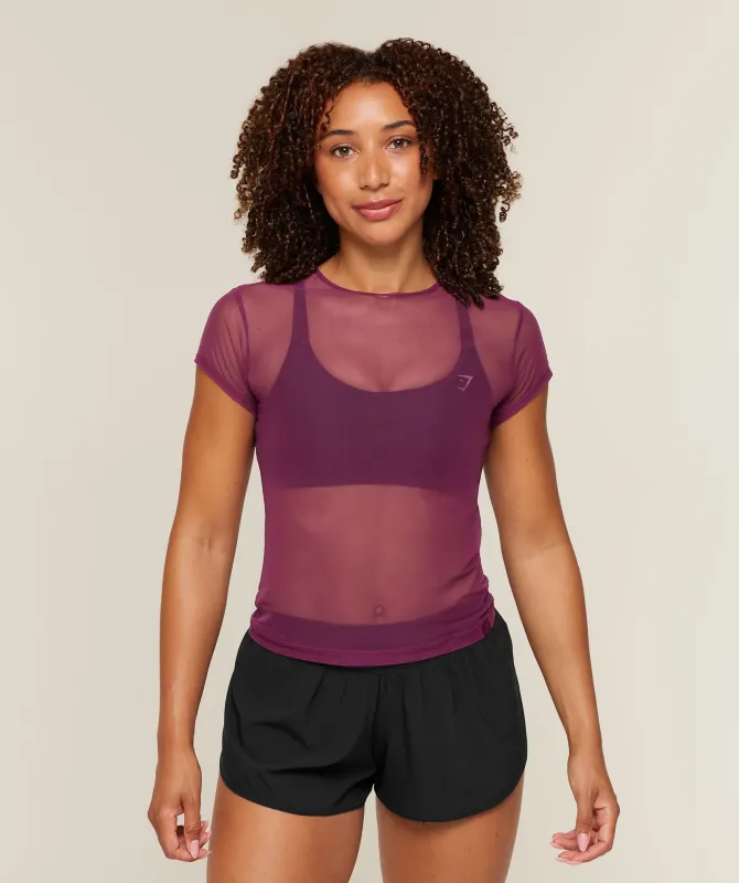 Gymshark Hybrid Mesh T-Shirt - Strength Pink made by Gymshark
