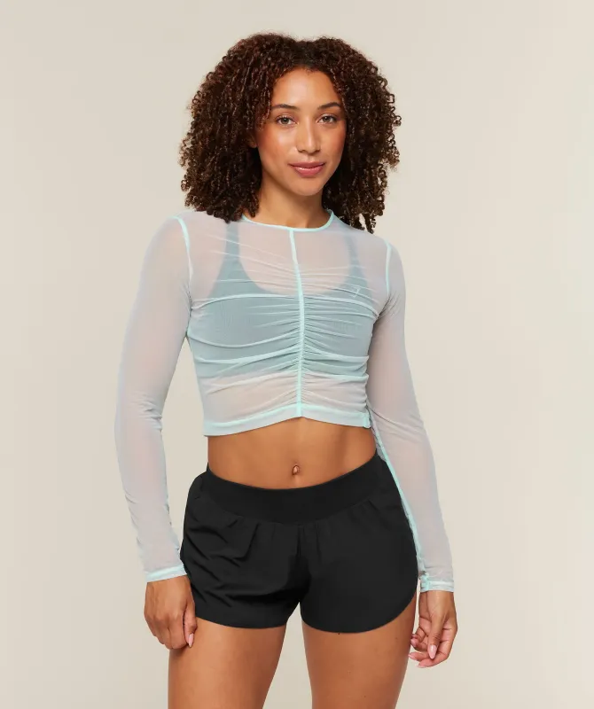 Gymshark Hybrid Mesh Long Sleeve Top - Serene Blue made by Gymshark