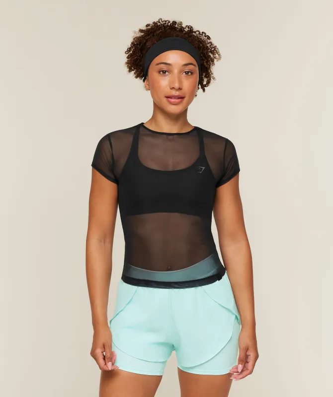Gymshark Hybrid Mesh T-Shirt - Black made by Gymshark