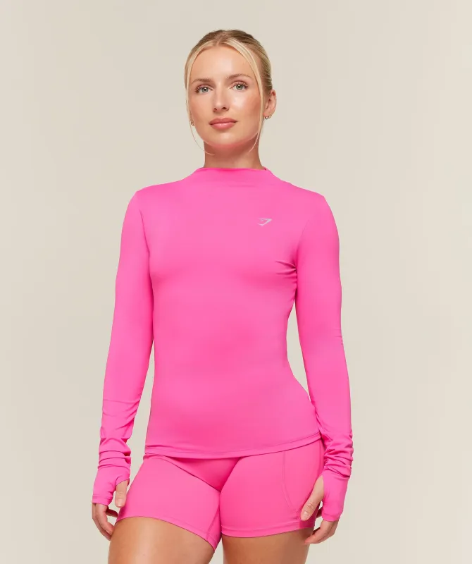 Gymshark Running High Neck Long Sleeve Top - Energy Pink made by Gymshark