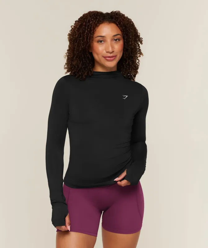 Gymshark Running High Neck Long Sleeve Top - Black made by Gymshark