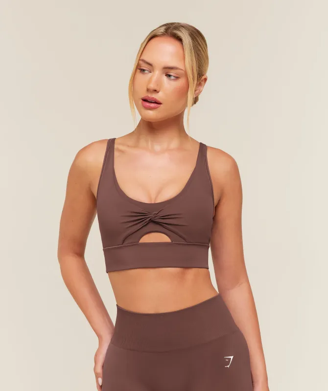 Gymshark Twist Front Sports Bra - Espresso Brown made by Gymshark