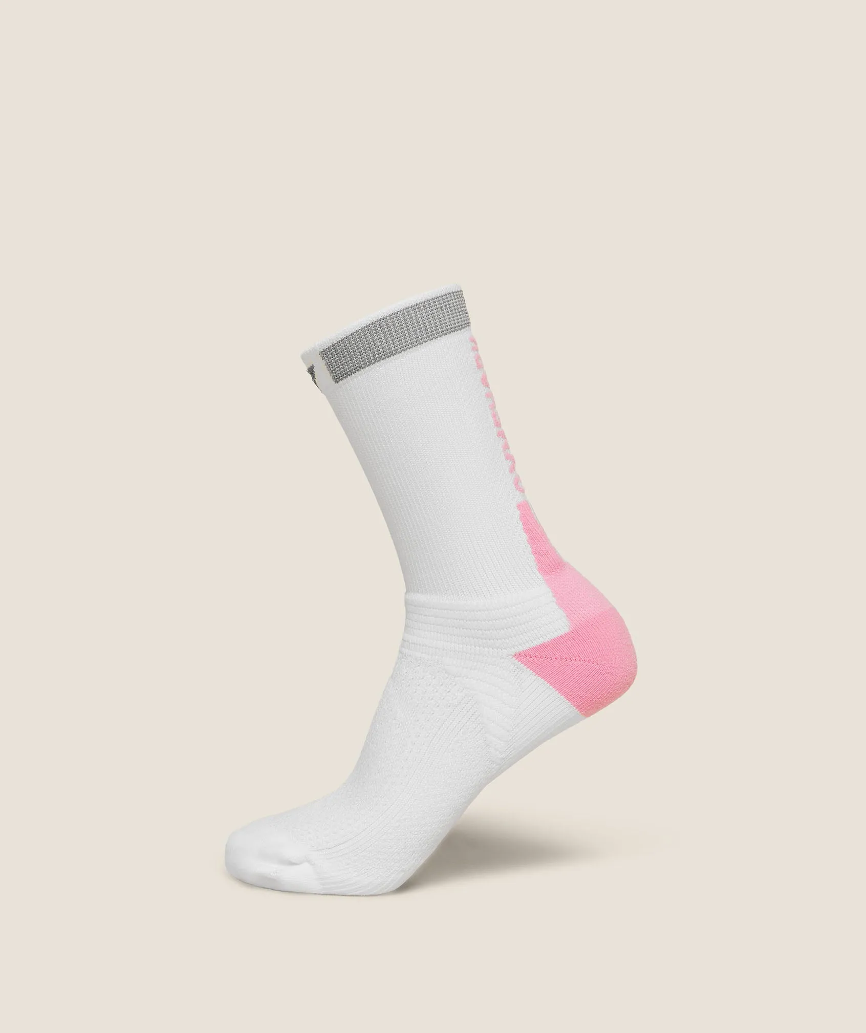 Gymshark Running Elite Crew Sock Single - White/Poise Pink sold by Gymshark