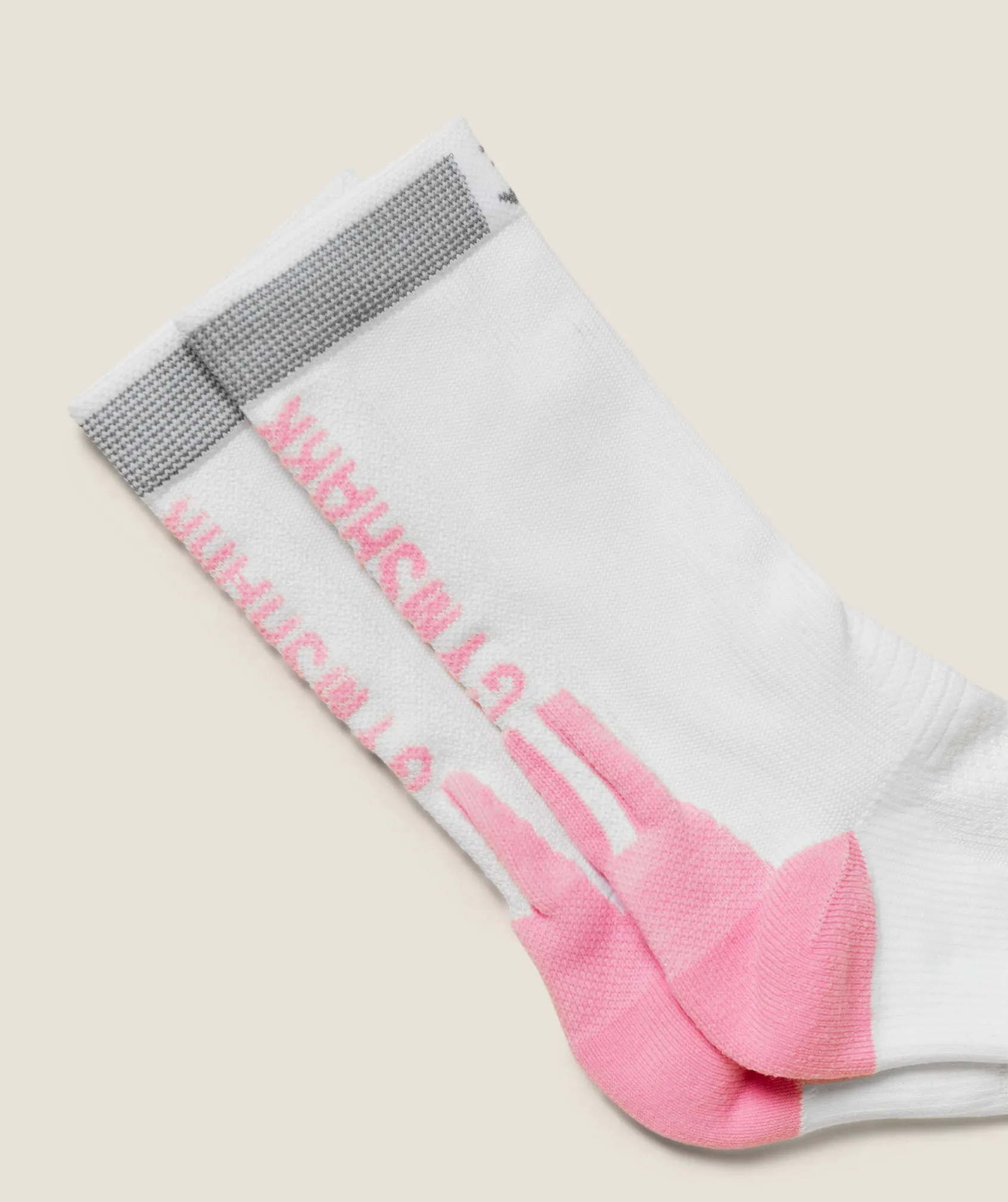 Gymshark Running Elite Crew Sock Single - White/Poise Pink sold by Gymshark product image thumbnail 2