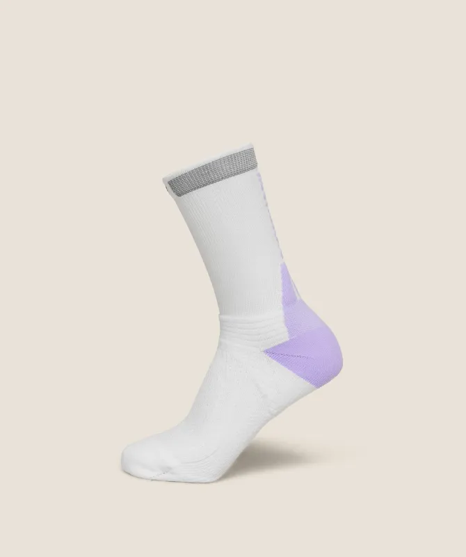 Gymshark Running Elite Crew Sock Single - White/Pace Purple made by Gymshark