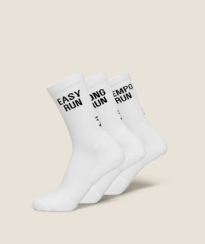 Gymshark Running Graphic Performance Crew Sock 3pk - White made by Gymshark
