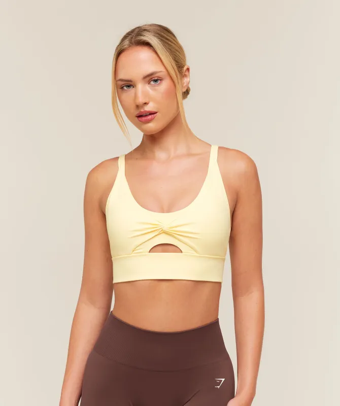 Gymshark Twist Front Sports Bra - Butter Yellow made by Gymshark