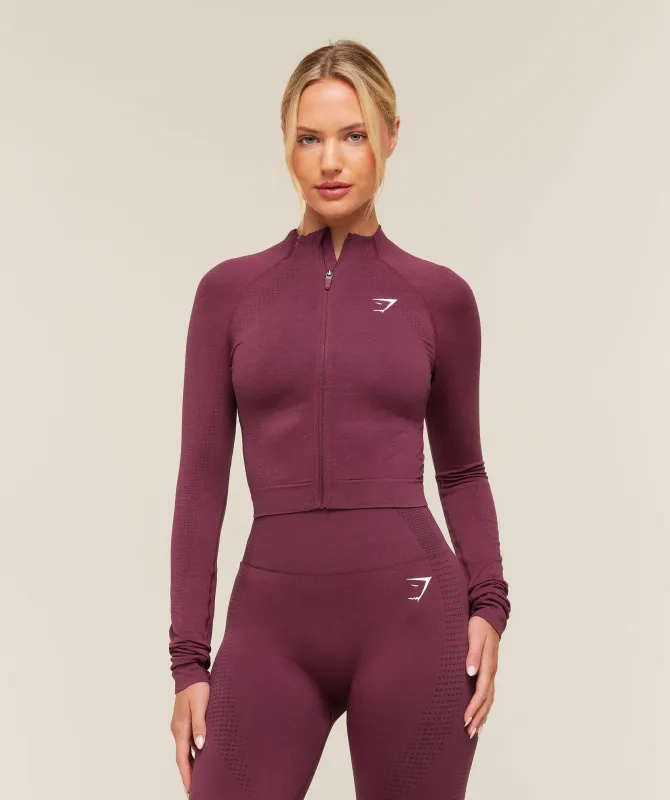 Gymshark Vital Seamless Midi Zip 2.0 Pullover - Strength Pink/Marl made by Gymshark