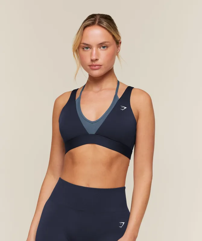 Gymshark Double Layer Medium Support Sports Bra - Heavy Blue/Shadow Blue made by Gymshark