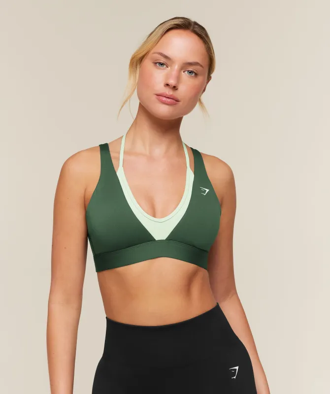 Gymshark Double Layer Medium Support Sports Bra - Earth Green/Sprint Green made by Gymshark