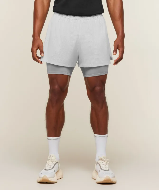 Gymshark Running 4" 2-in-1 Shorts - Light Grey/Smokey Grey made by Gymshark