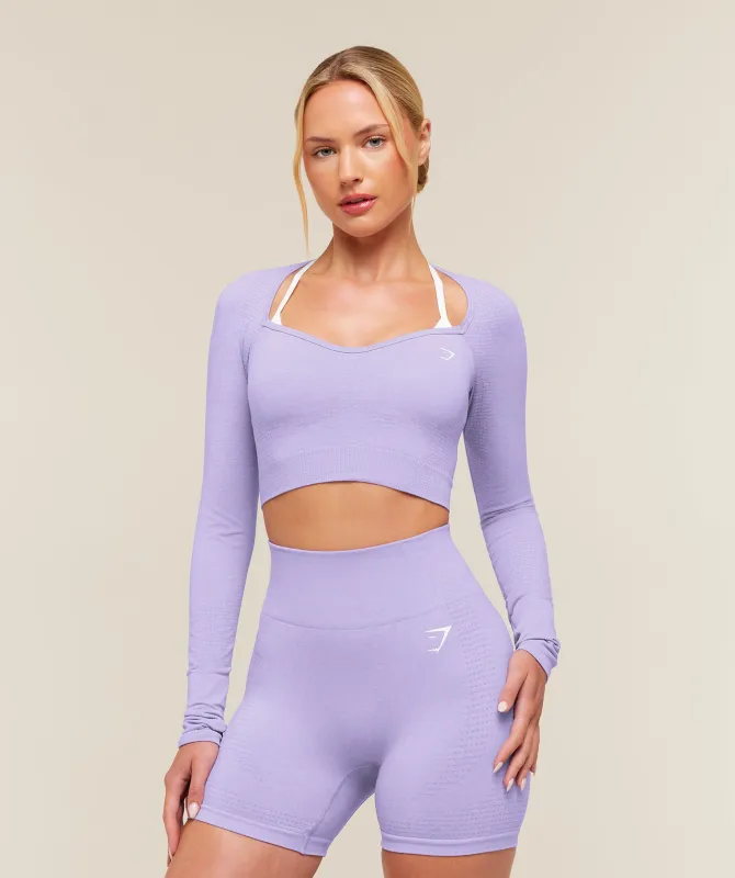 Gymshark Vital Sweetheart Neck Crop Top - Pace Purple/Marl made by Gymshark