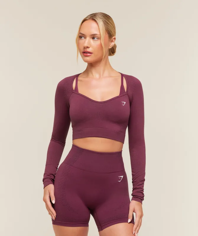 Gymshark Vital Sweetheart Neck Crop Top - Strength Pink/Marl made by Gymshark