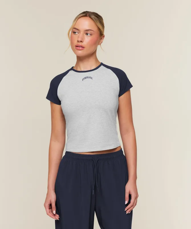 Gymshark Training Campus T-Shirt - Light Grey Core Marl/Heavy Blue made by Gymshark