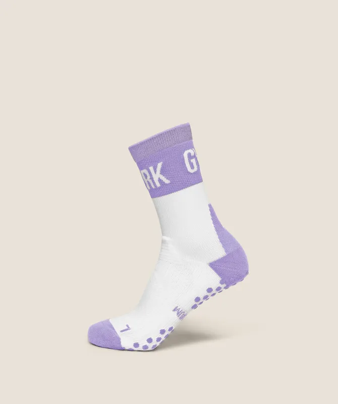 Gymshark Hybrid Training Grip Socks Single - White/Pace Purple made by Gymshark