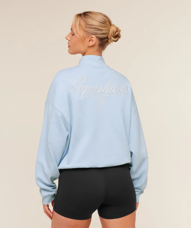 Gymshark Script Embroidery Oversized Zip Through - Chilled Blue made by Gymshark
