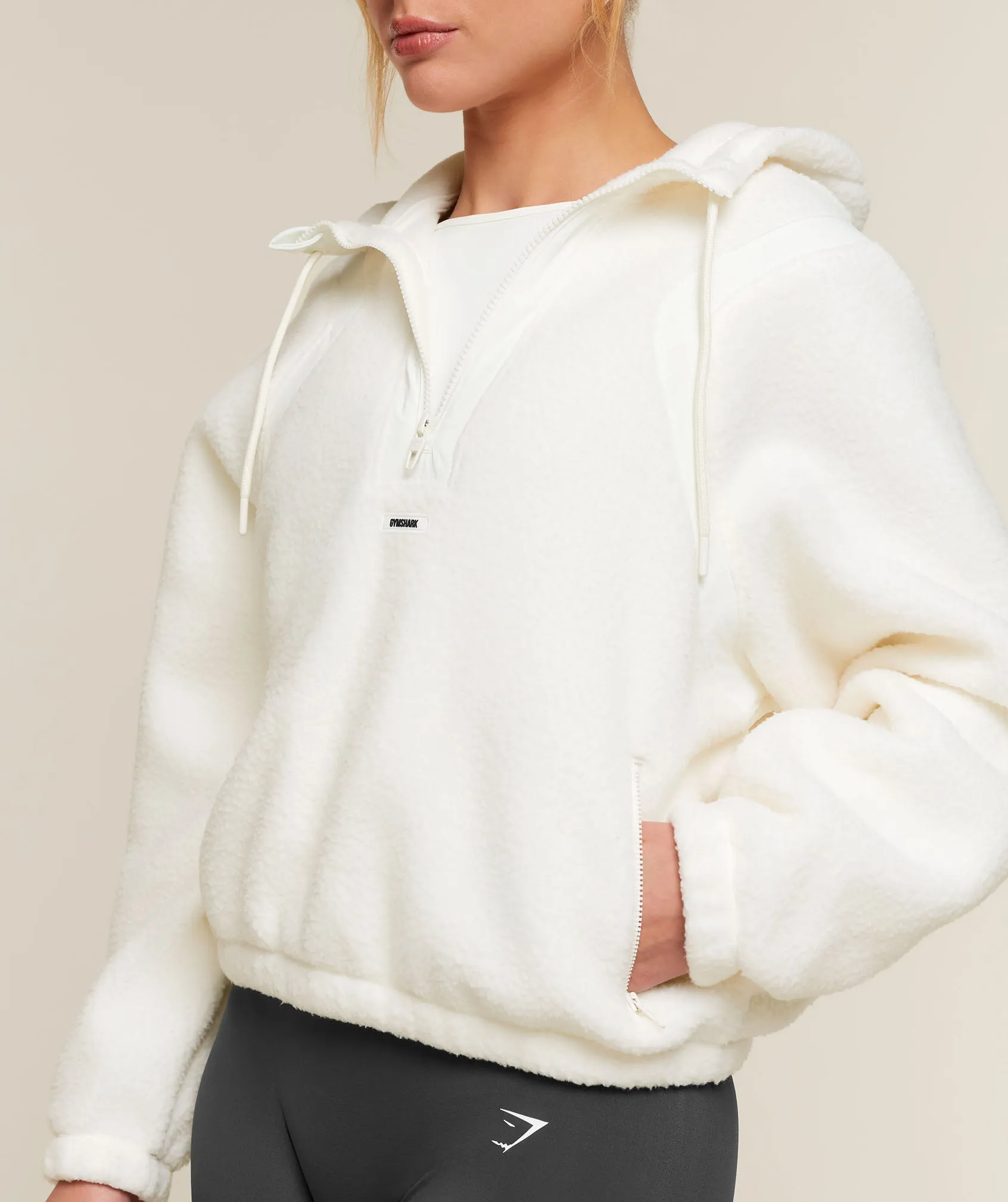 Gymshark Sherpa 1/4 Zip Jacket - Soft White sold by Gymshark product image thumbnail 4