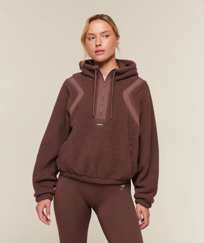 Gymshark Sherpa 1/4 Zip Jacket - Espresso Brown made by Gymshark