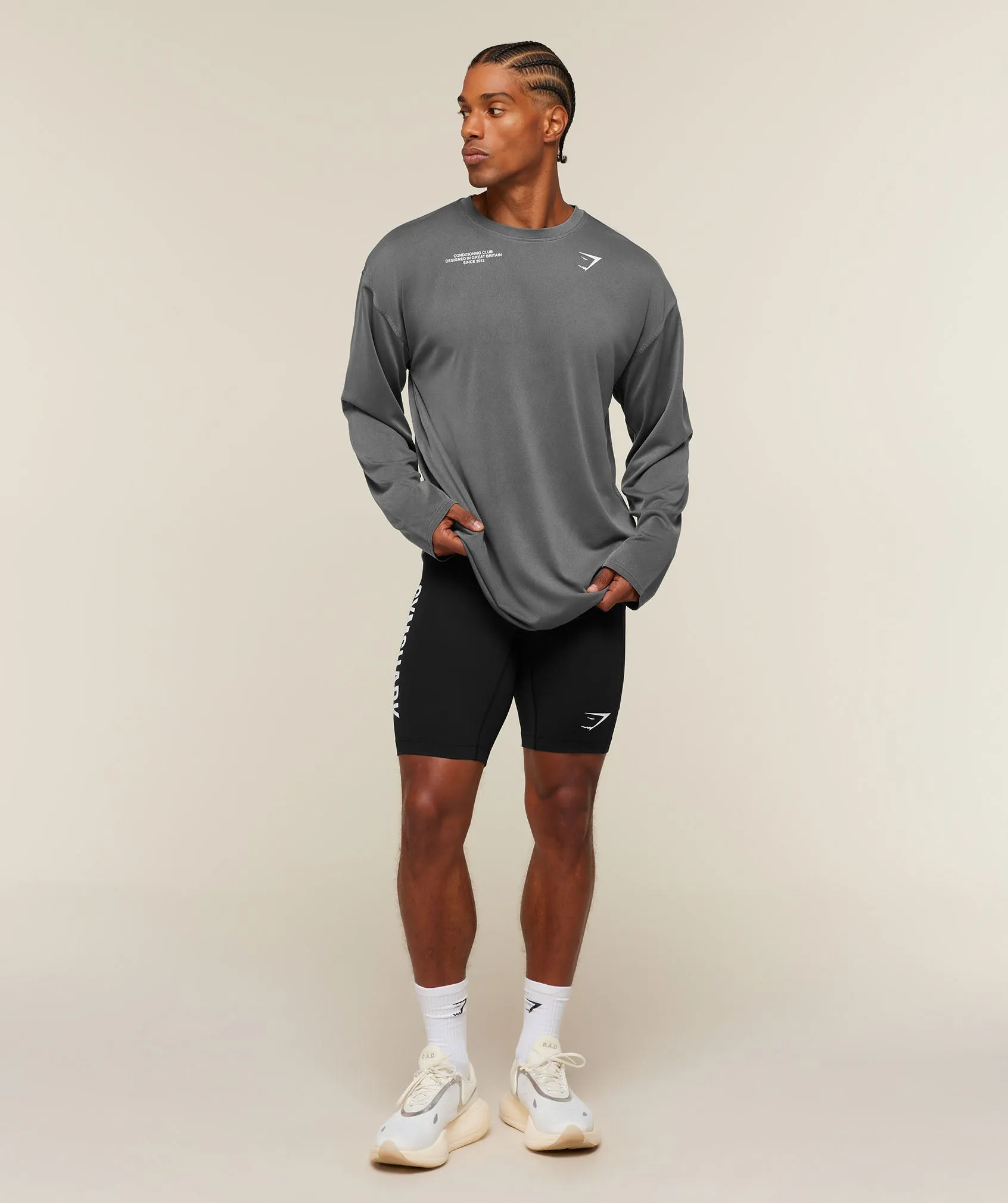 Gymshark Conditioning Club Washed Long Sleeve T-Shirt - Black/White/Wash sold by Gymshark product image thumbnail 4