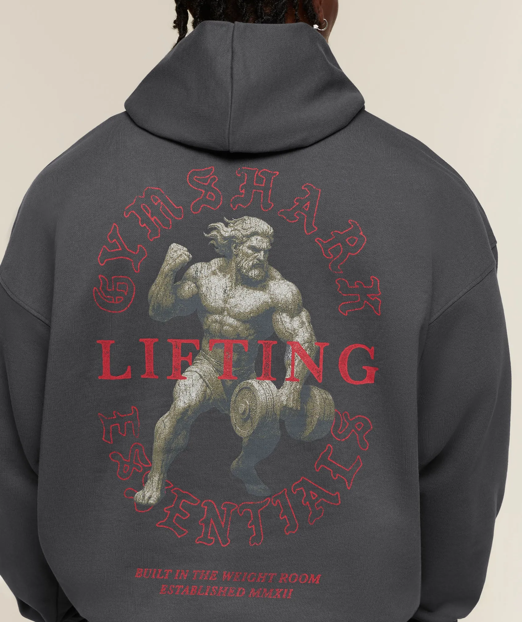 Gymshark Lifting Statue Graphic Hoodie - Onyx Grey sold by Gymshark product image thumbnail 4
