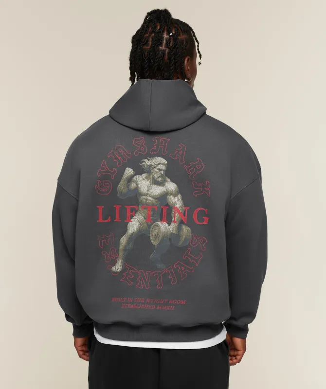 Gymshark Lifting Statue Graphic Hoodie - Onyx Grey made by Gymshark