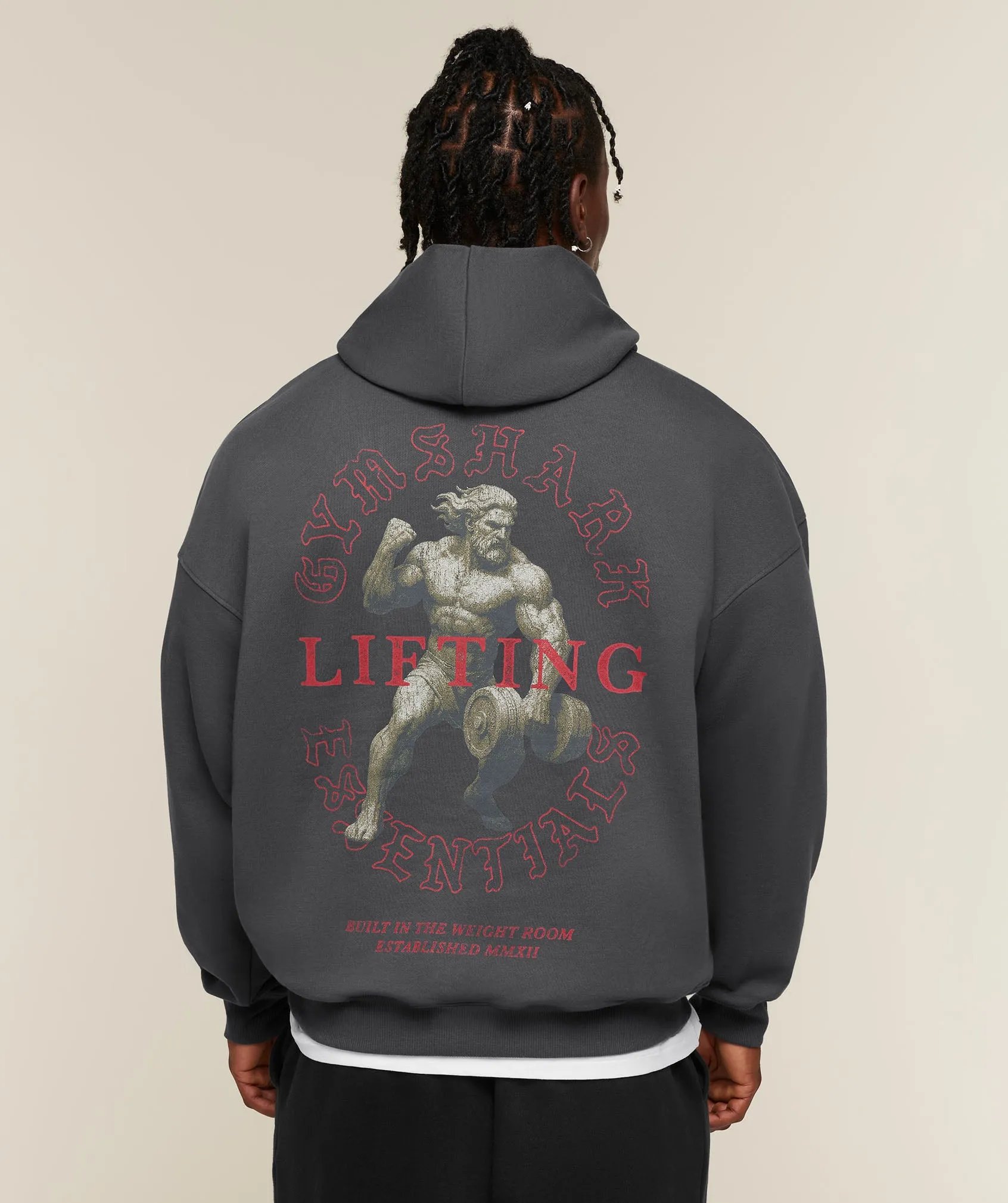 Gymshark Lifting Statue Graphic Hoodie - Onyx Grey sold by Gymshark