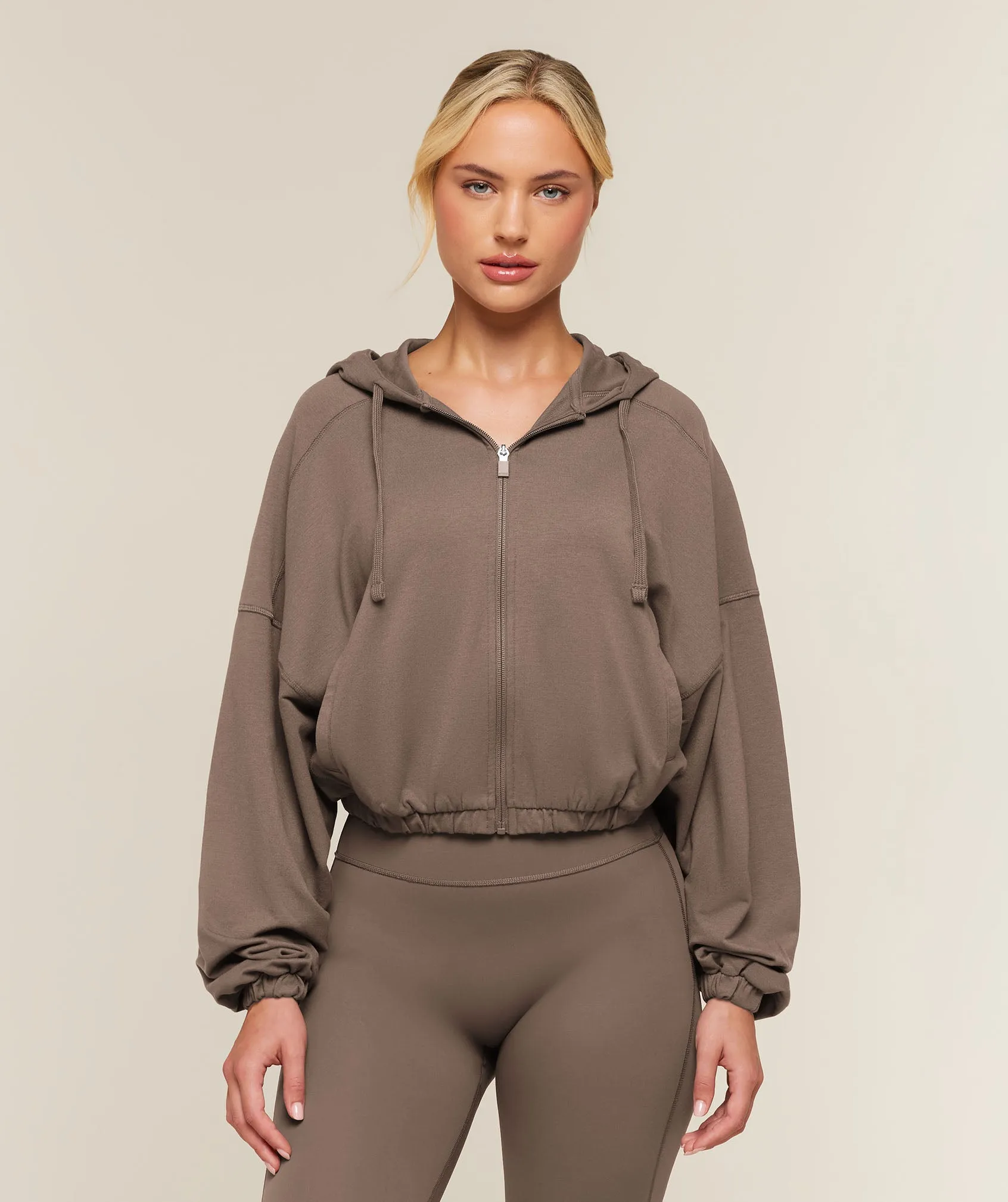 Gymshark Lightweight Full Zip Pullover - Soft Brown sold by Gymshark