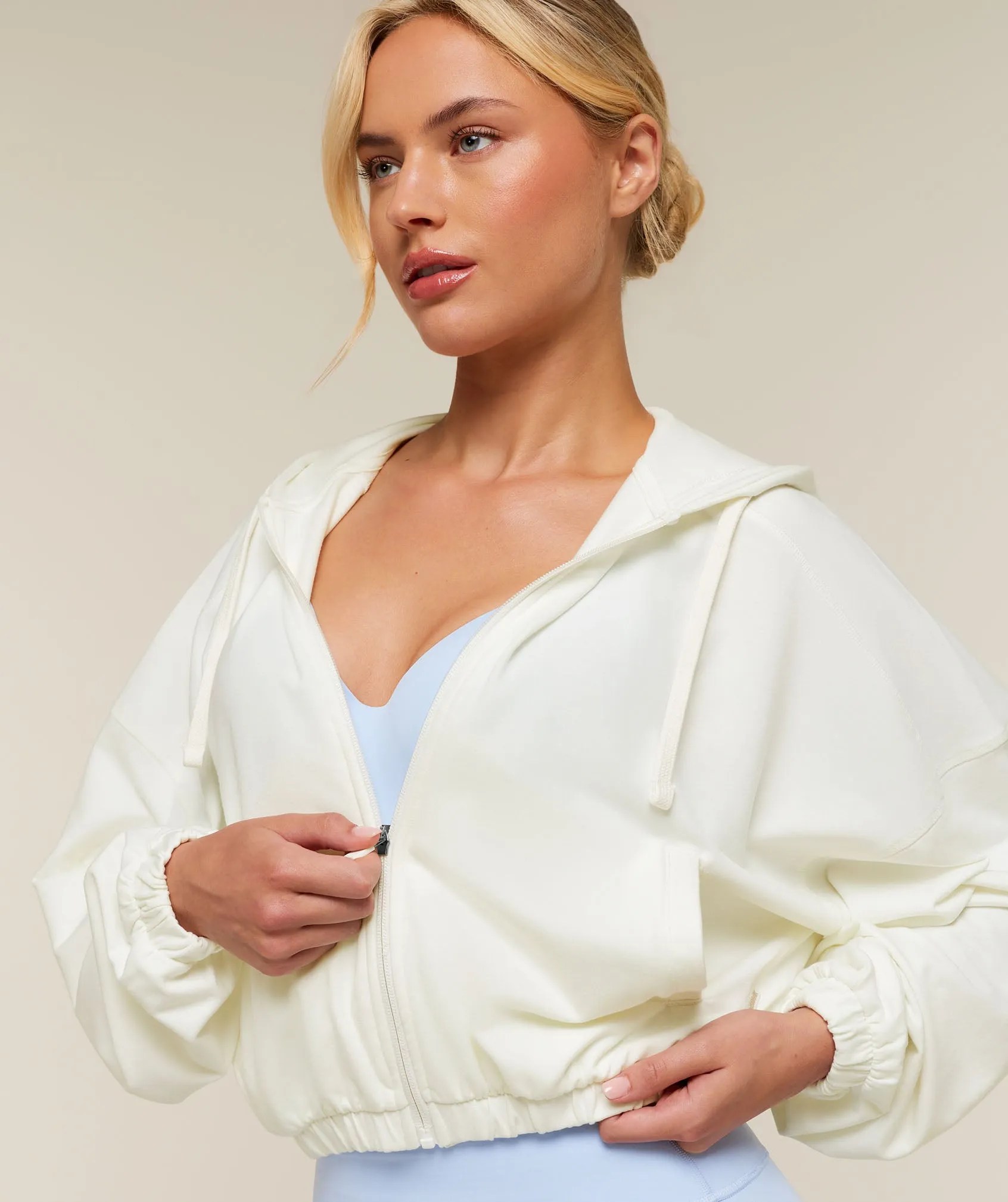 Gymshark Lightweight Full Zip Pullover - Soft White sold by Gymshark product image thumbnail 5
