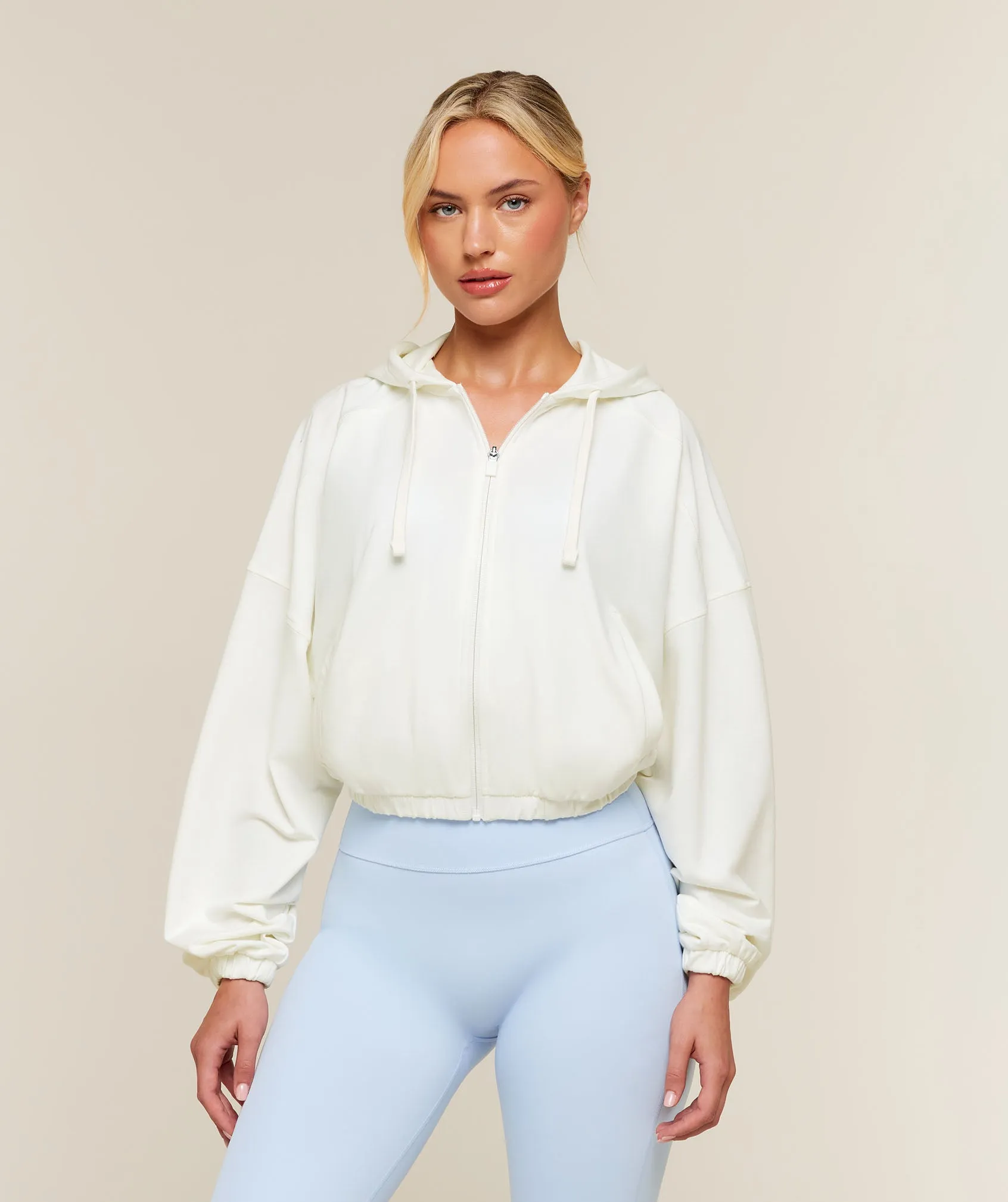 Gymshark Lightweight Full Zip Pullover - Soft White sold by Gymshark