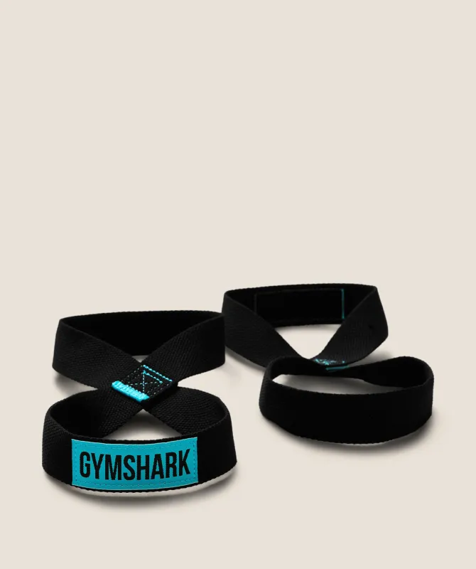 Gymshark Figure 8 Lifting Straps - Black/Brand Blue made by Gymshark