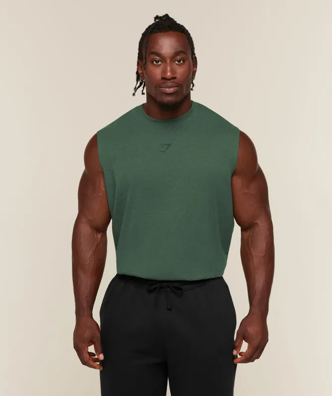 Gymshark Power Cut Off Tank - Bros Earth Green Marl made by Gymshark