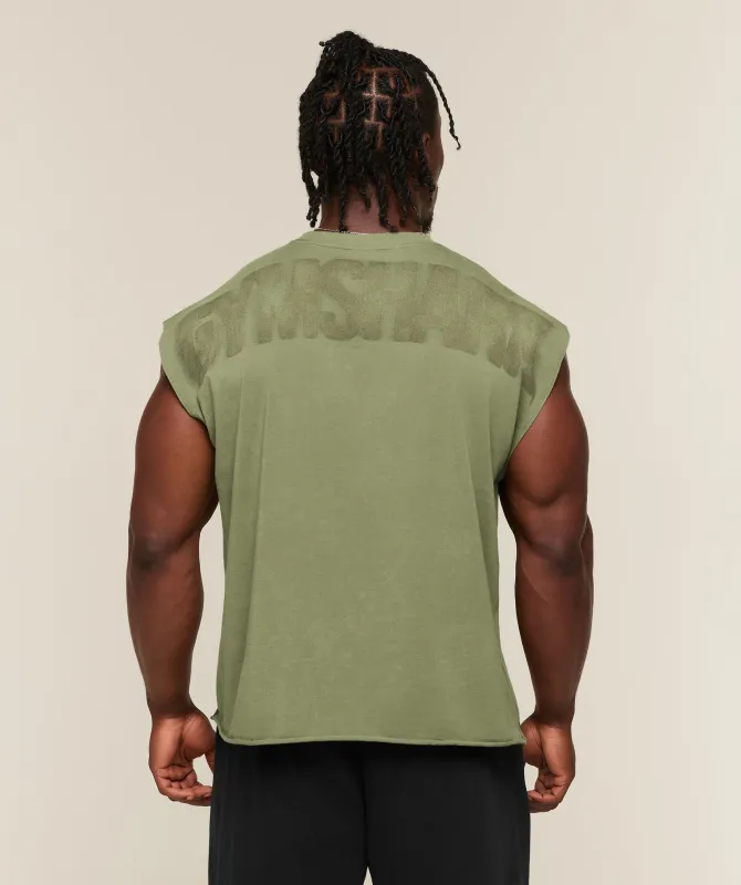 Gymshark Power Washed Cut off Boxy Tank - Grounded Green/Wash made by Gymshark
