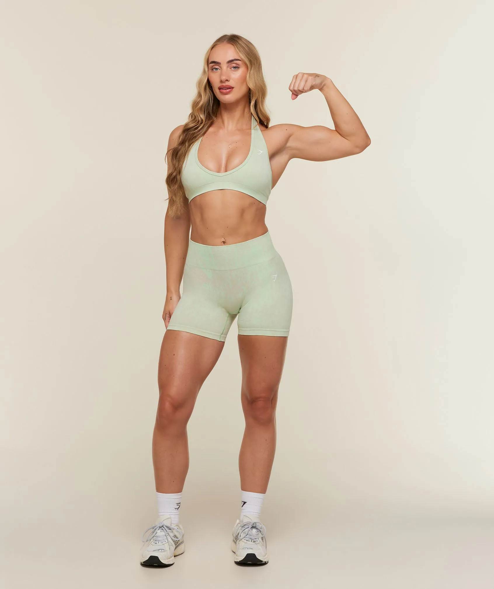 Gymshark Adapt Animal x Whitney Halter Neck Sports Bra - Sprint Green/Chalk Beige sold by Gymshark product image thumbnail 4