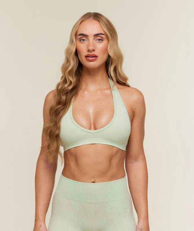 Gymshark Adapt Animal x Whitney Halter Neck Sports Bra - Sprint Green/Chalk Beige made by Gymshark
