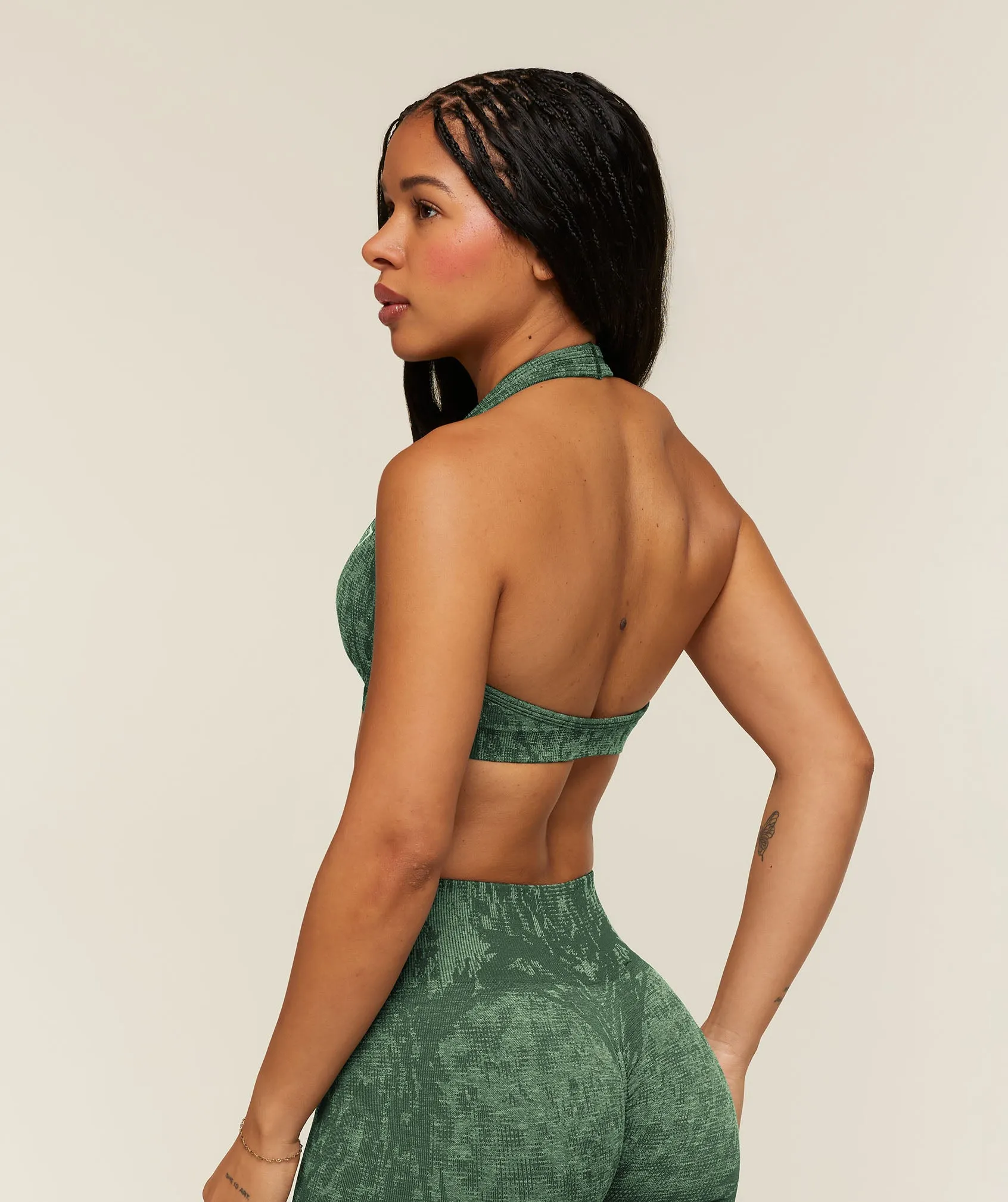 Gymshark Adapt Animal x Whitney Halter Neck Sports Bra - Earth Green/Sprint Green sold by Gymshark product image thumbnail 2