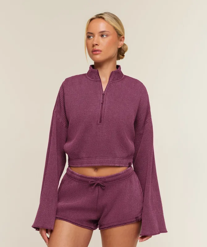 Gymshark Washed Waffle 1/4 Zip - Strength Pink/Wash made by Gymshark