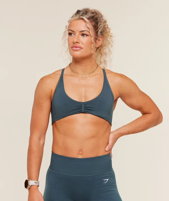 Gymshark Relay Seamless Light Support Sports Bra - Stealth Blue made by Gymshark