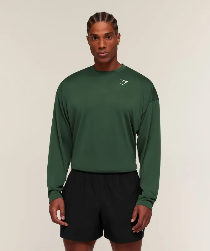 Gymshark Arrival Oversized Long Sleeve T-Shirt - Earth Green made by Gymshark