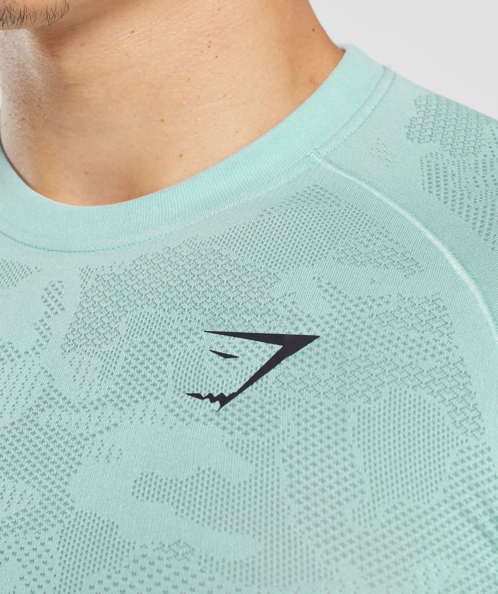 Gymshark Geo Seamless T-Shirt - Serene Blue/Duck Egg Blue sold by Gymshark product image thumbnail 3