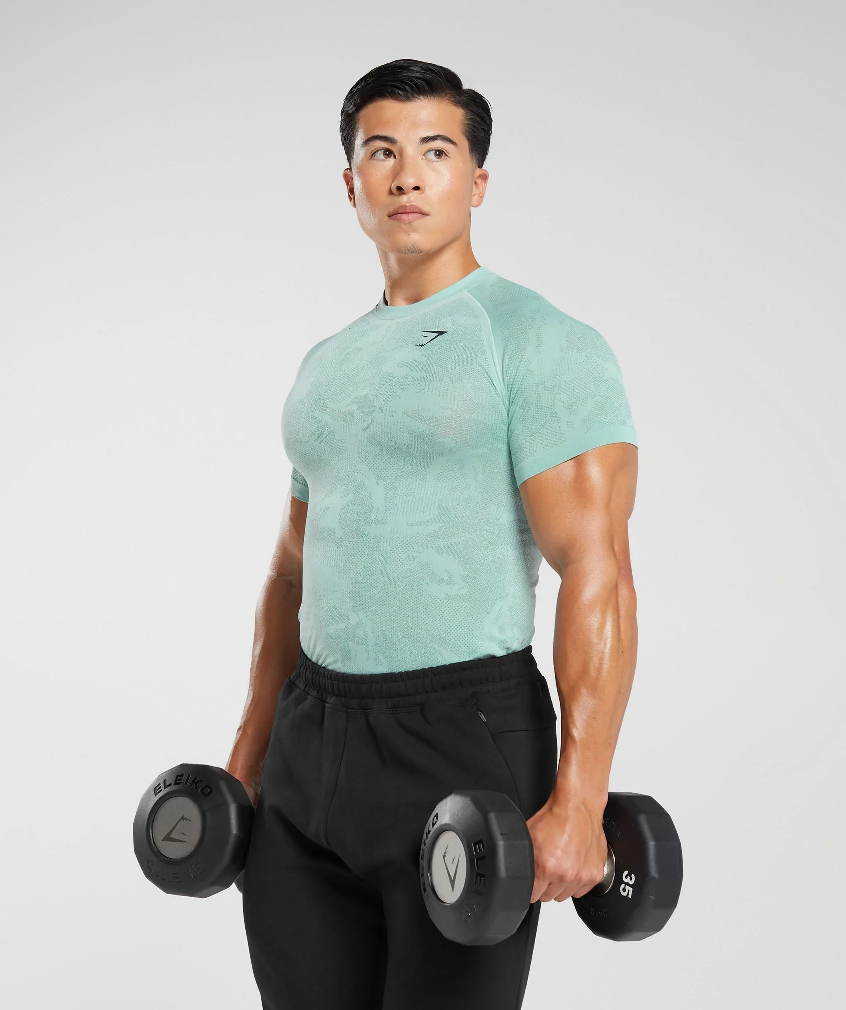Gymshark Geo Seamless T-Shirt - Serene Blue/Duck Egg Blue sold by Gymshark product image thumbnail 4