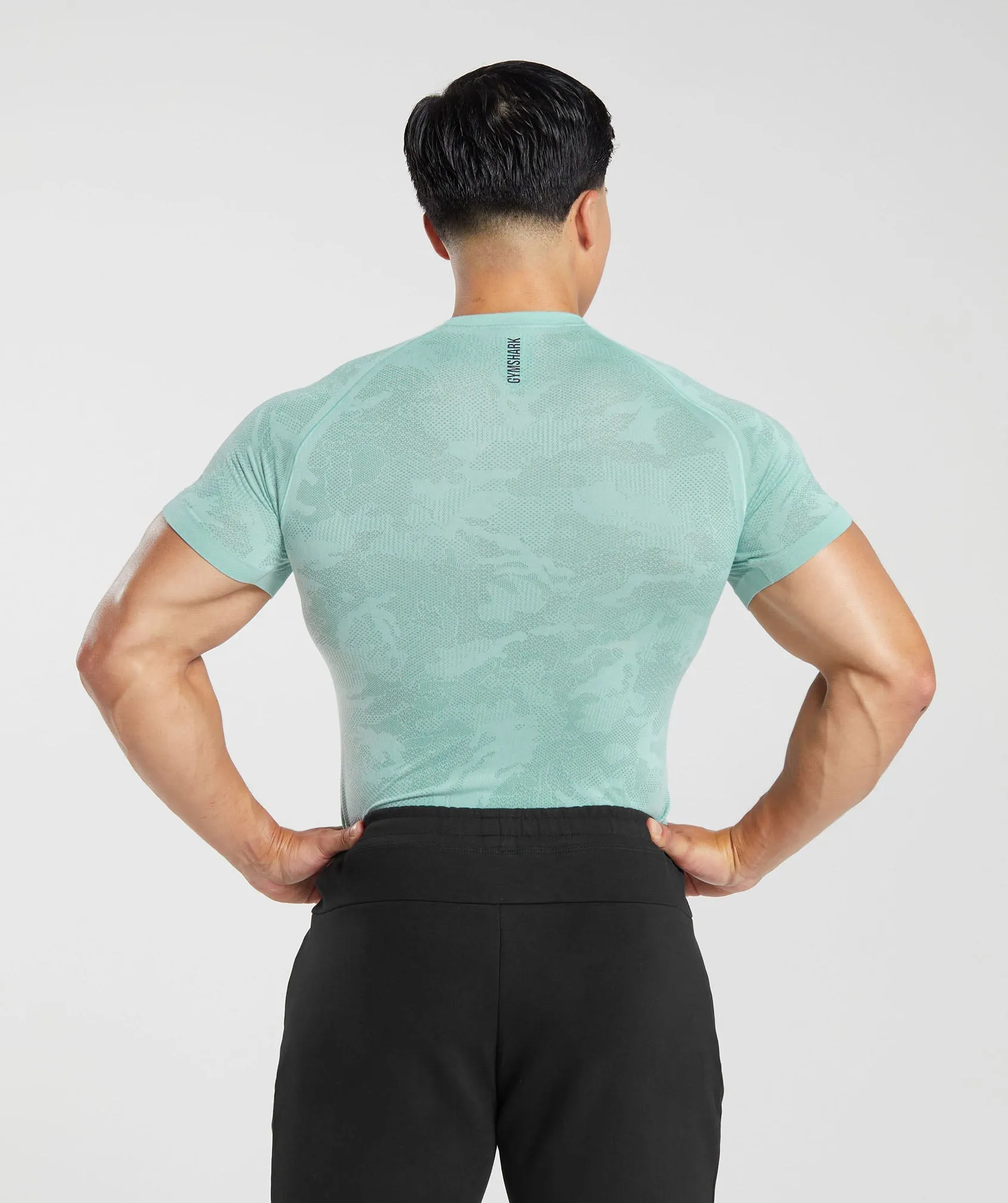 Gymshark Geo Seamless T-Shirt - Serene Blue/Duck Egg Blue sold by Gymshark product image thumbnail 2
