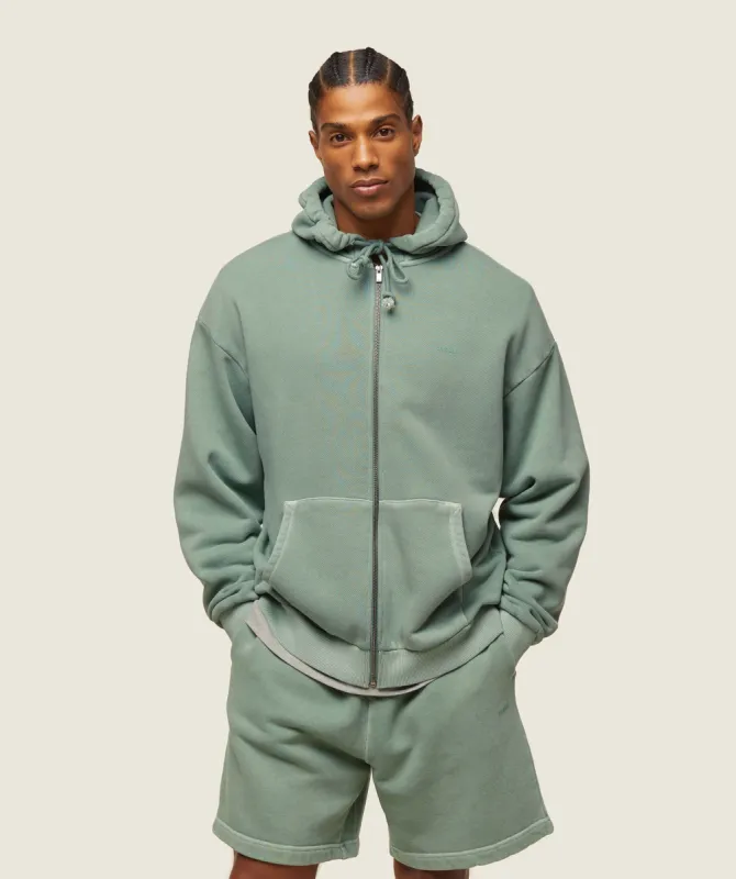 Gymshark everywear Relaxed Zip Hoodie - Dollar Green sold by Gymshark