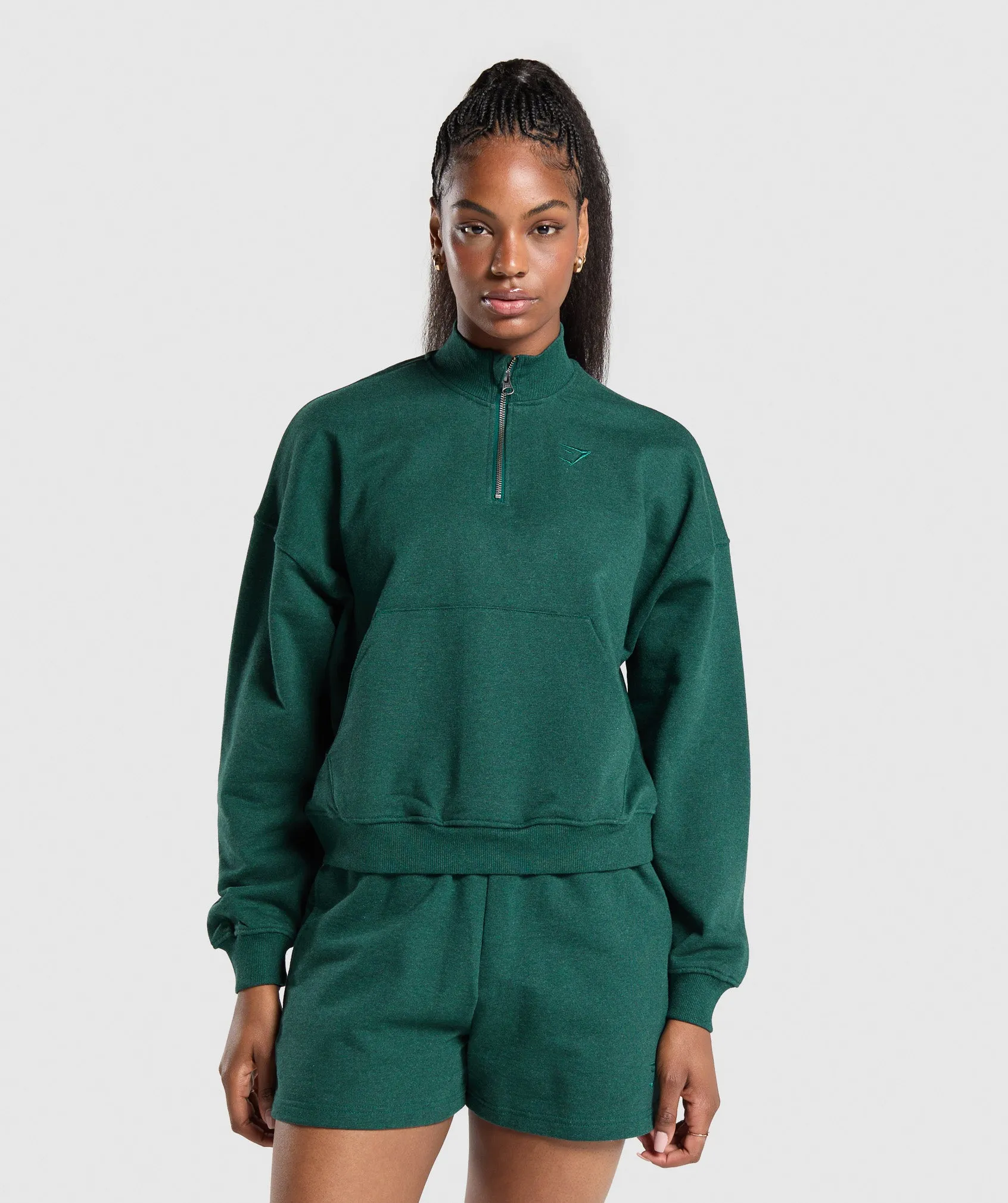 Gymshark Rest Day Sweats 1/2 Zip Pullover - Bros Bold Teal Marl sold by Gymshark