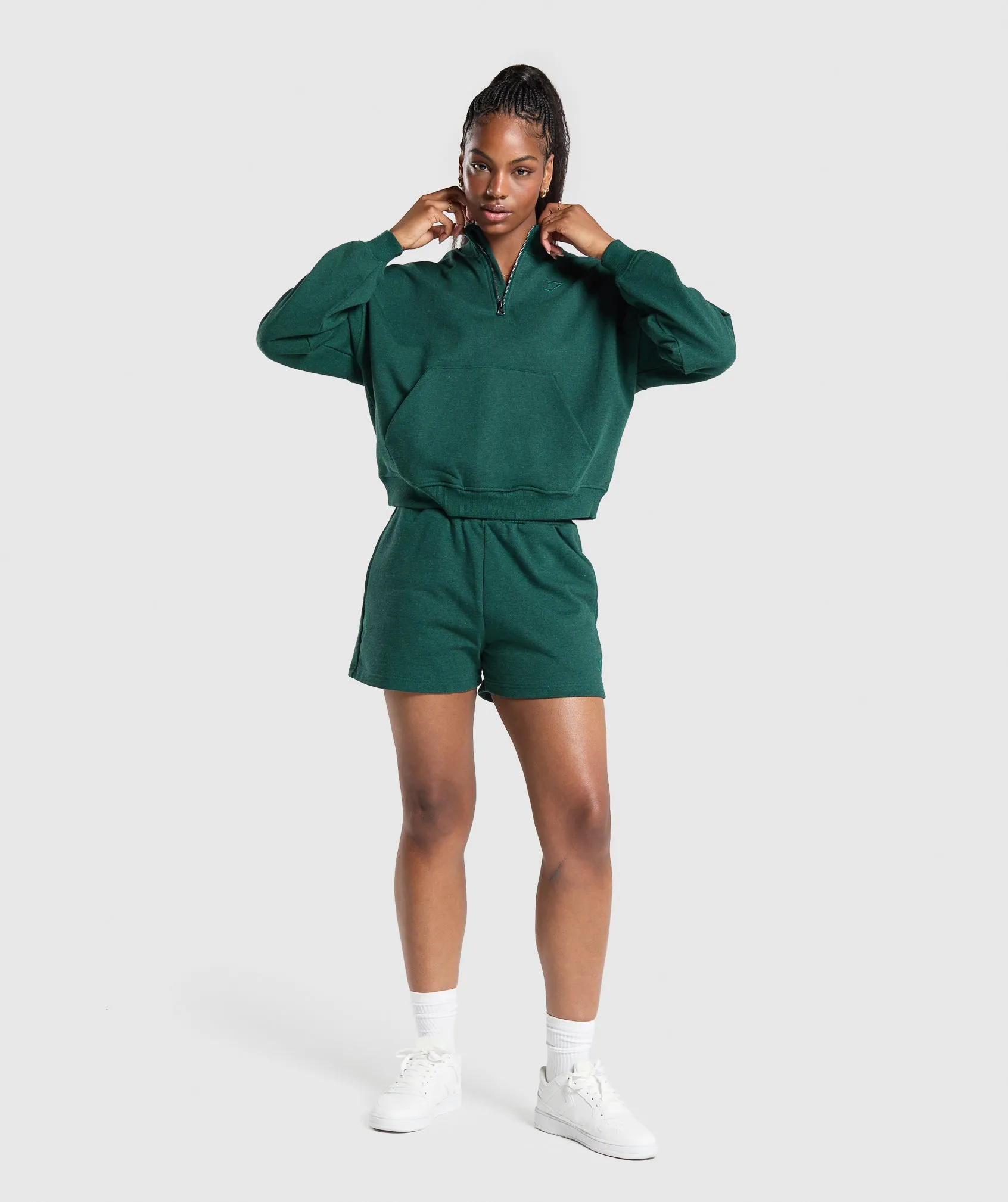 Gymshark Rest Day Sweats 1/2 Zip Pullover - Bros Bold Teal Marl sold by Gymshark product image thumbnail 4