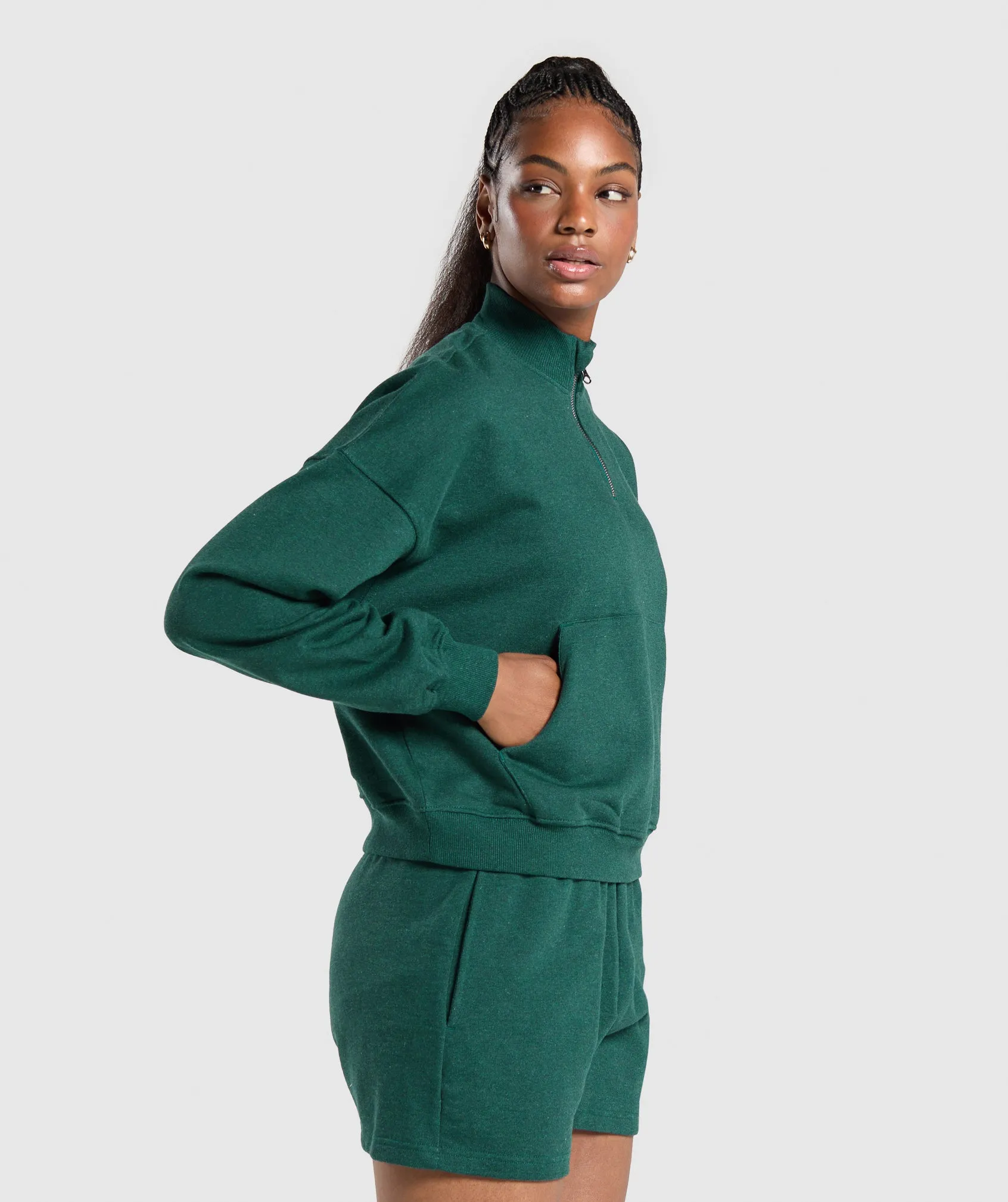 Gymshark Rest Day Sweats 1/2 Zip Pullover - Bros Bold Teal Marl sold by Gymshark product image thumbnail 3