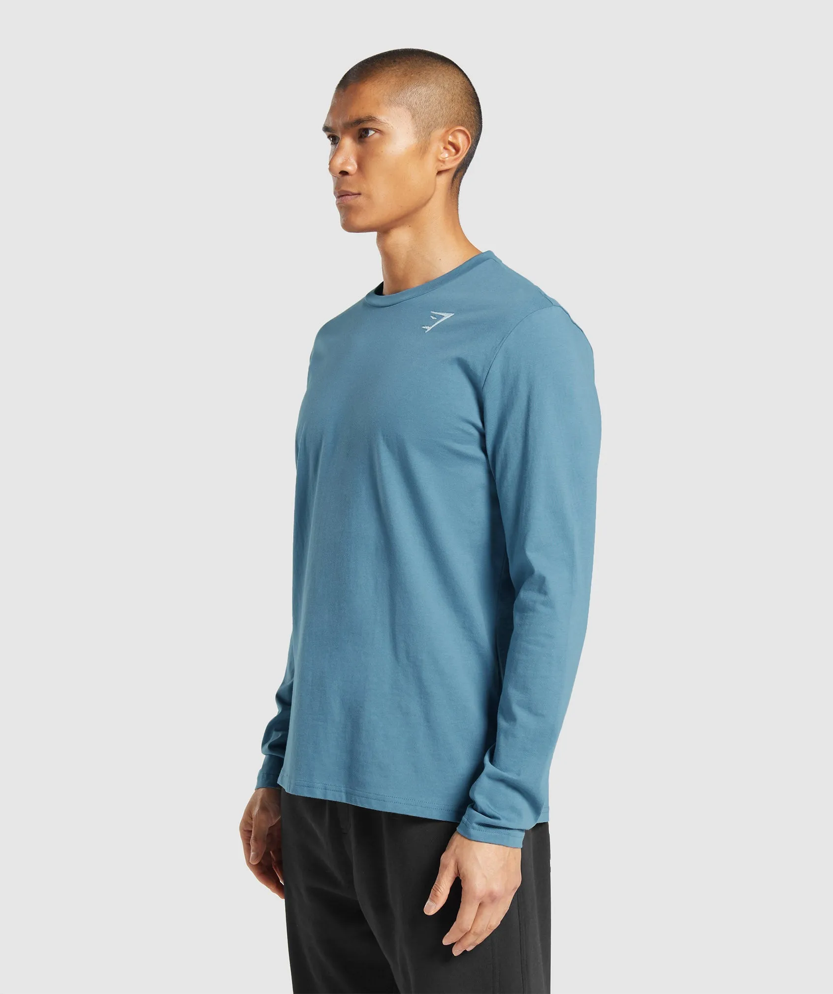 Gymshark Crest Long Sleeve T-Shirt - Faded Blue sold by Gymshark product image thumbnail 3