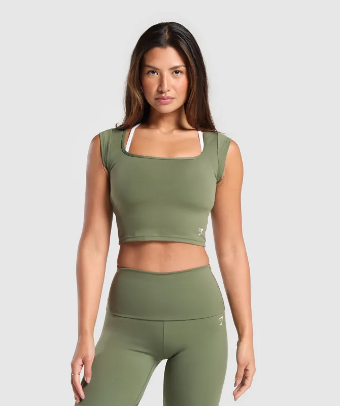 Gymshark Everyday C&S Trend Crop Top - Core Olive sold by Gymshark