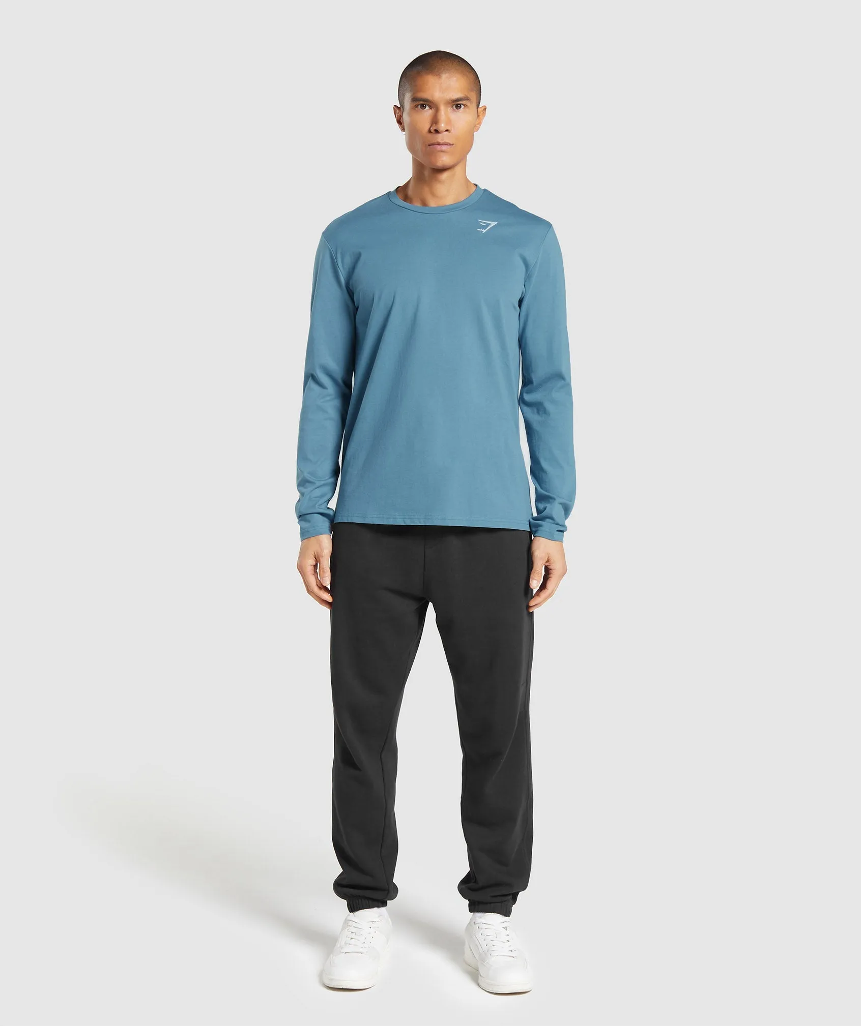 Gymshark Crest Long Sleeve T-Shirt - Faded Blue sold by Gymshark product image thumbnail 4